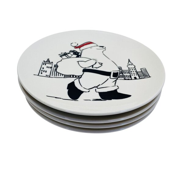 Pottery Barn Preston Holiday Polar Bear Dessert Plates Set Of 4 Christmas 8.5" - Picture 2 of 5